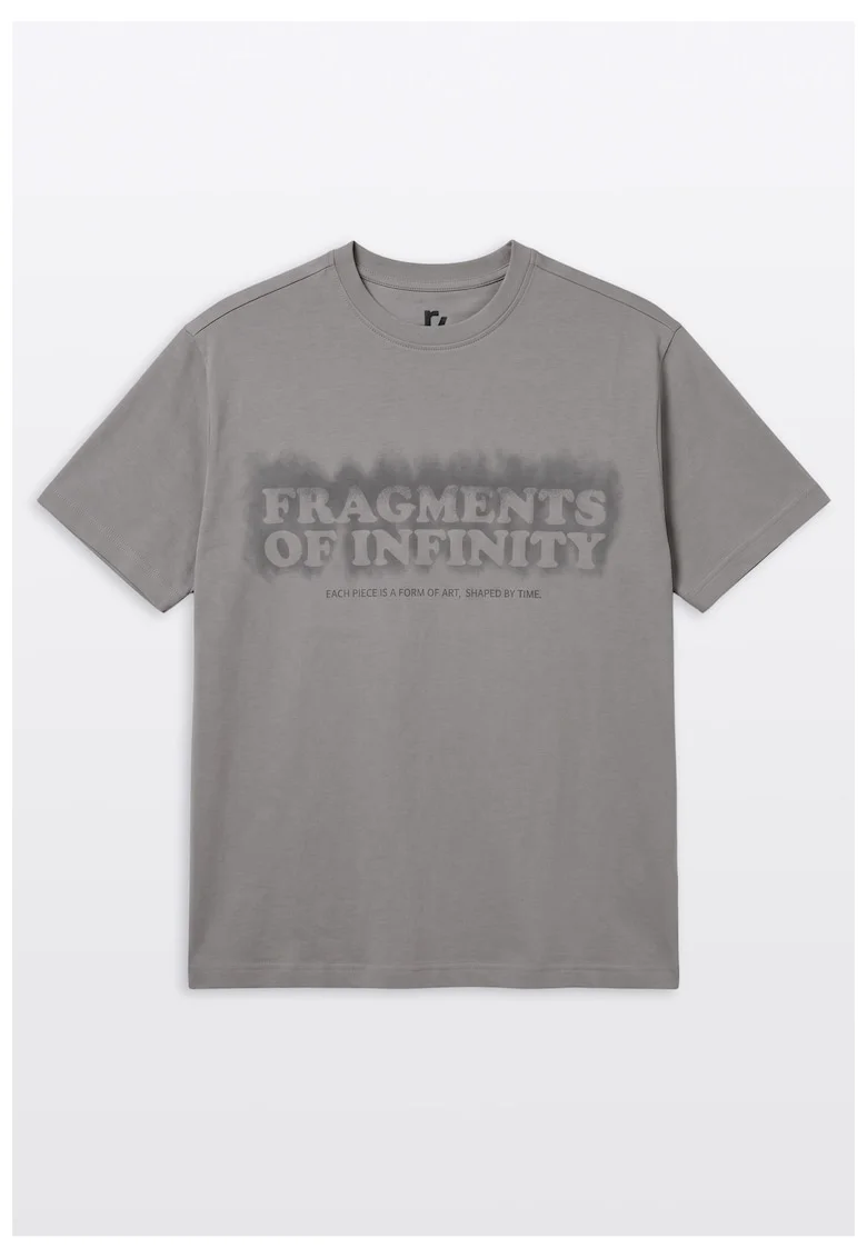 Tricou din bumbac cu decolteu la baza gatului si imprimeu text