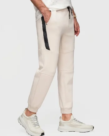 Pantaloni jogger cu elastic si buzunare laterale, Bej nisip