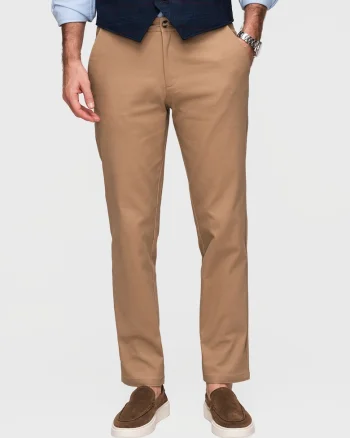 Pantaloni chino slim fit din bumbac cu detalii elegante, Maro deschis