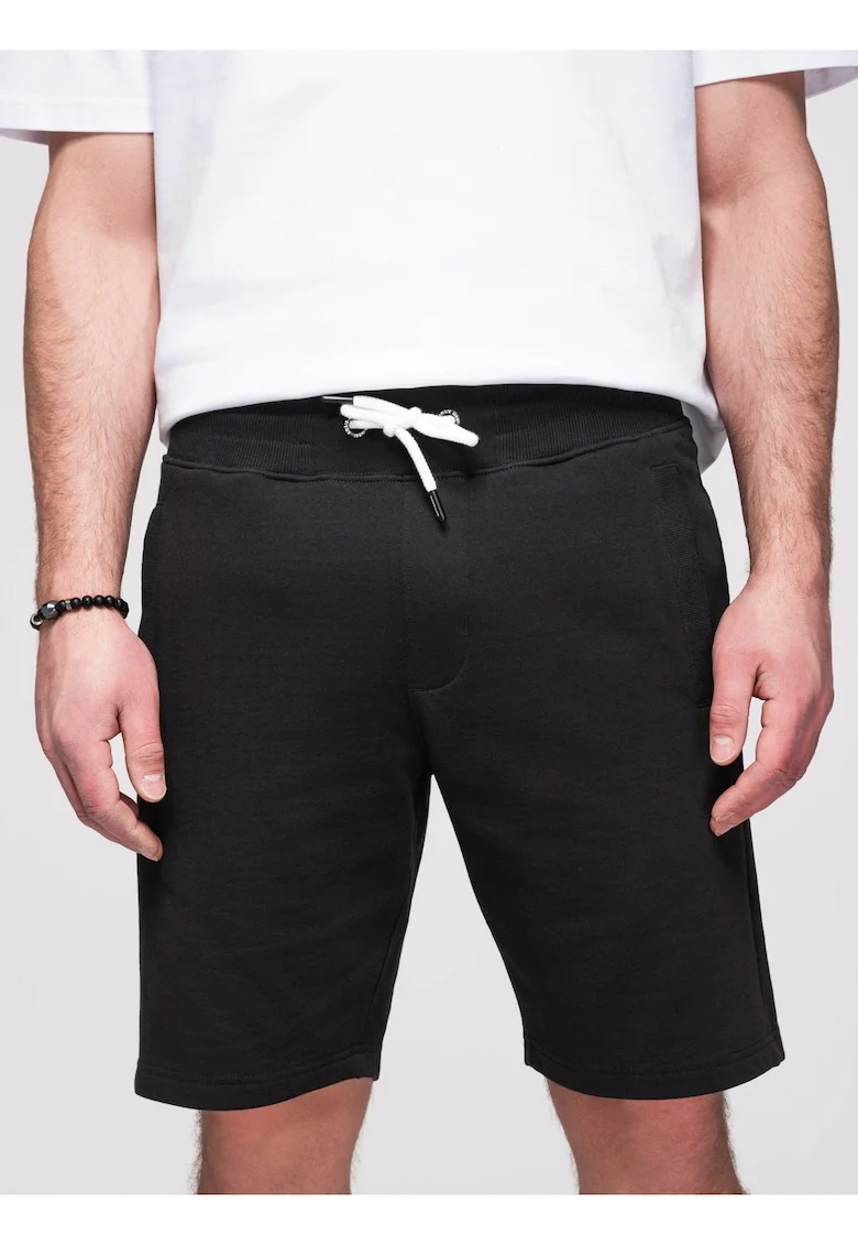 Pantaloni scurti din bumbac cu croiala lejera, Negru