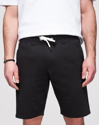 Pantaloni scurti din bumbac cu croiala lejera, Negru