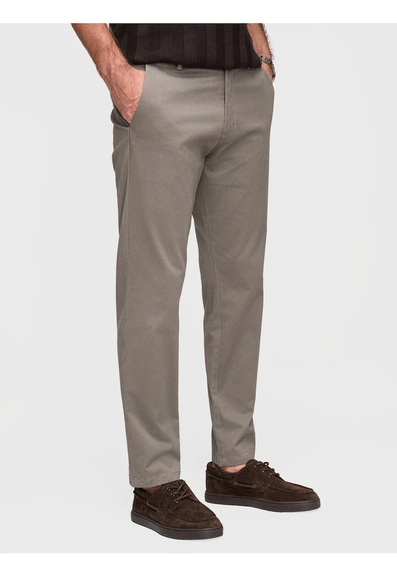 Pantaloni chino din bumbac elastic cu croiala regular fit, Gri