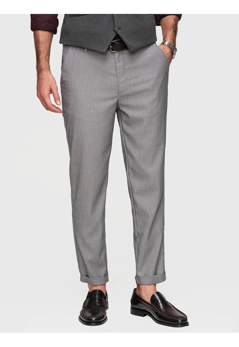 Pantaloni chino cu detalii elegante si material rezistent, Gri