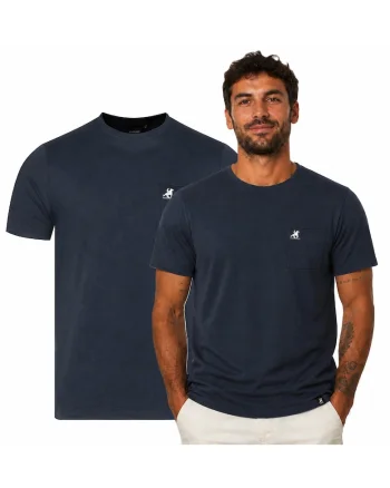 Tricou simplu din bumbac cu buzunar, Bleumarin