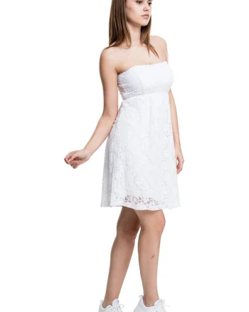 Rochie de dantela cu bretele detasabila, Alb murdar