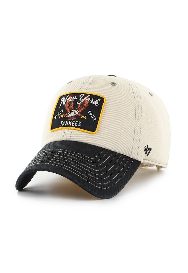 ’47, Sapca baseball cu design brodat, Negru/Galben/Ecru