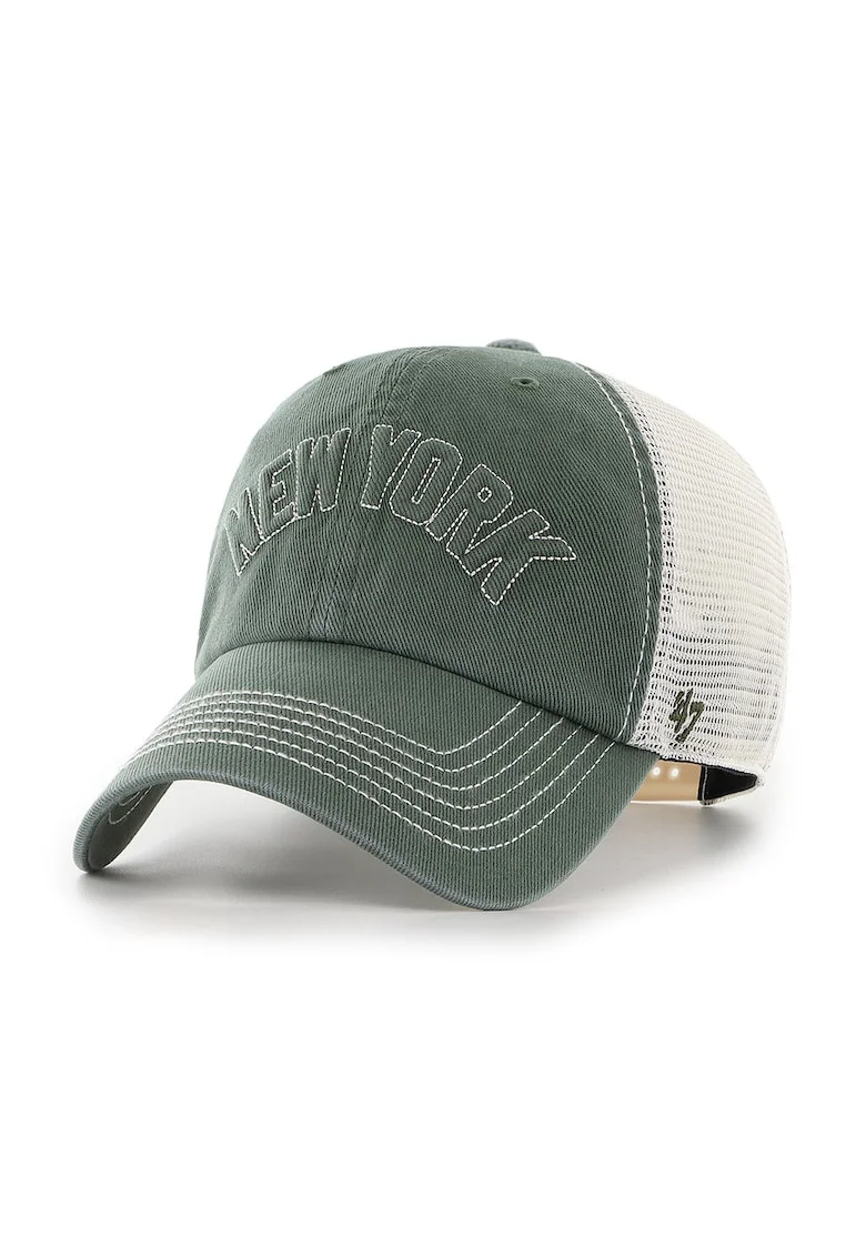 ’47, Sapca trucker cu broderie New York, Alb/Verde stins