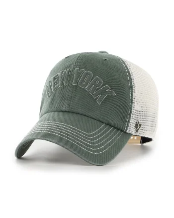 ’47, Sapca trucker cu broderie New York, Alb/Verde stins