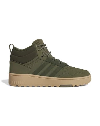 Pantofi sport mid-high de iarna cu detaliu logo Hoops 4.0, Verde feriga