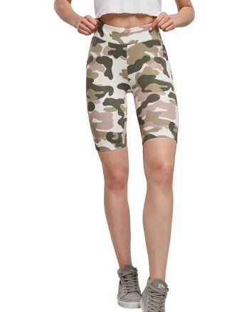 Colanti scurti cu model camuflaj, Alb/Kaki/Roz prafuit