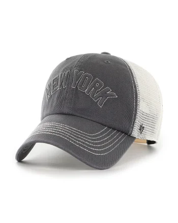 ’47, Sapca trucker cu broderie New York, Alb/Gri grafit