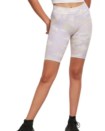Colanti scurti cu model camuflaj, Lila/Alb murdar