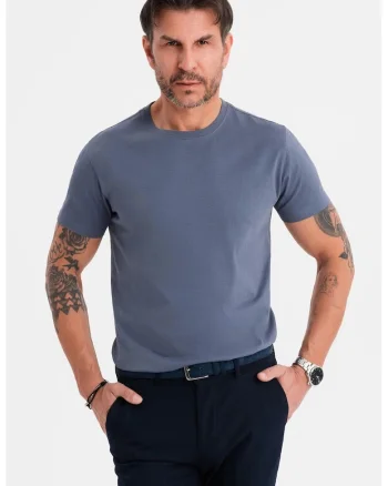 Tricou uni cu decolteu la baza gatului, Albastru inchis