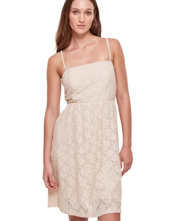 Rochie de dantela cu bretele detasabila, Crem