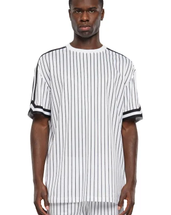 Tricou in dungi cu decolteu la baza gatului, Negru stins/Alb murdar