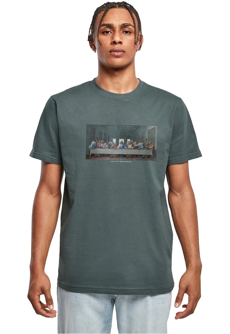 Tricou de bumbac cu imprimeu foto, Verde feriga