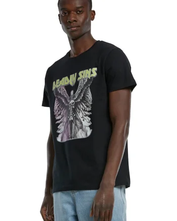 Tricou de bumbac cu imprimeu grafic, Negru