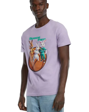 Tricou de bumbac cu imprimeu grafic, Lila