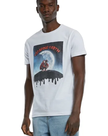 Tricou de bumbac cu imprimeu grafic, Gri/Alb optic