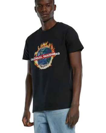 Tricou de bumbac cu imprimeu grafic, Negru