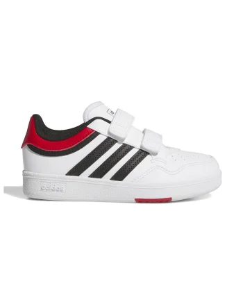 Pantofi sport de piele ecologica cu velcro Hoops 4.0, Negru/Alb optic/Rosu vermillion