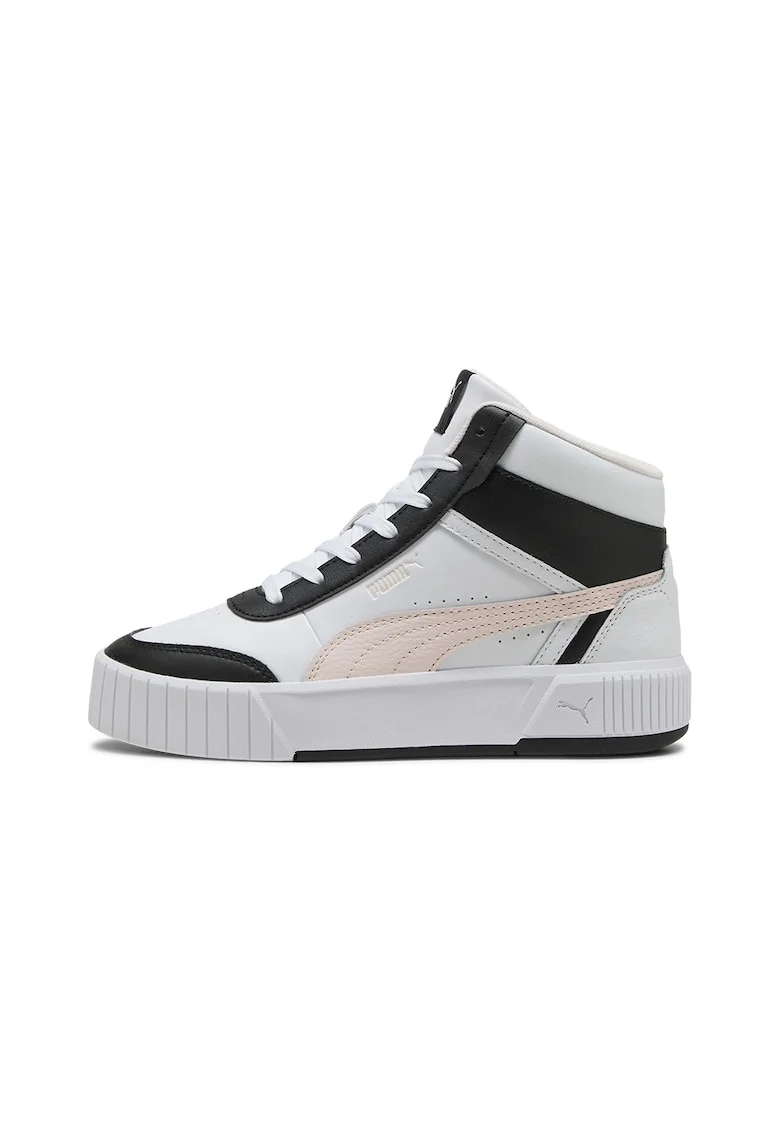 Pantofi sport mid-cut din piele Carina MIa, Negru/Alb optic/Bej deschis