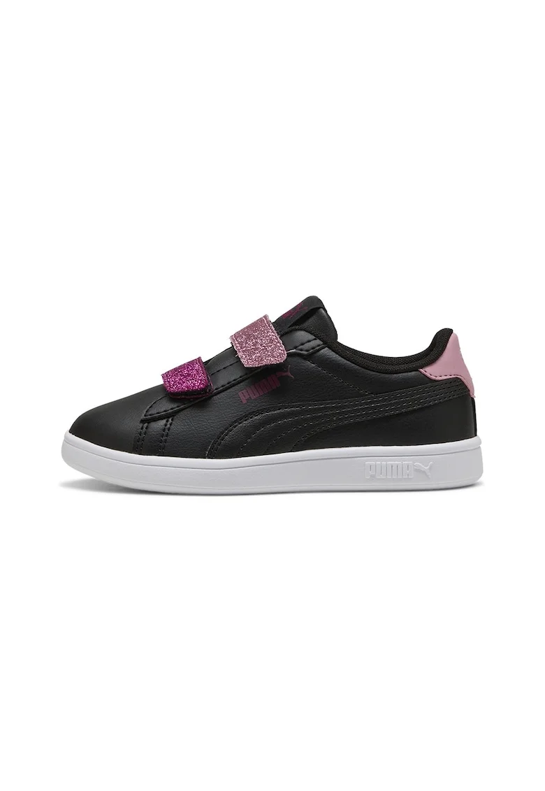 Pantofi sport cu detalii contrastante si banda velcro stralucitoare Smash 3.0, Negru/Roz prafuit/Violet pruna