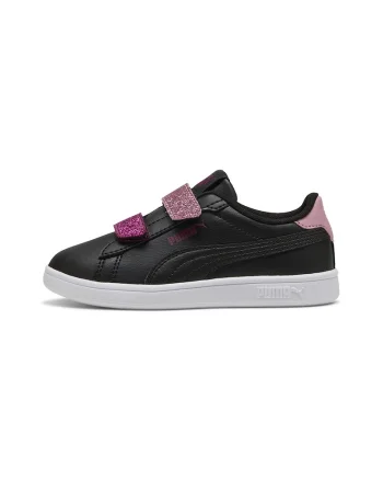 Pantofi sport cu detalii contrastante si banda velcro stralucitoare Smash 3.0, Negru/Roz prafuit/Violet pruna