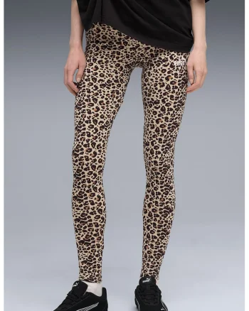 Colanti cu model animal print ESS GRAPHIC, Negru/Maro