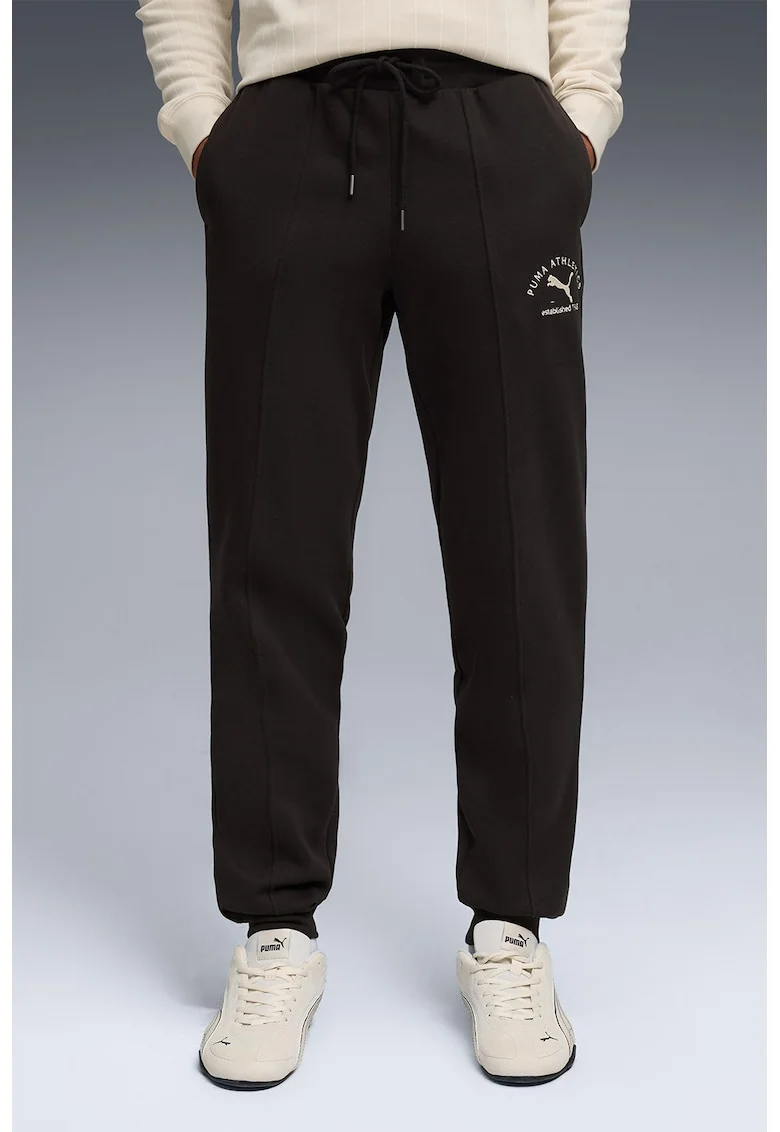Pantaloni de trening din amestec de bumbac cu buzunare laterale, Negru