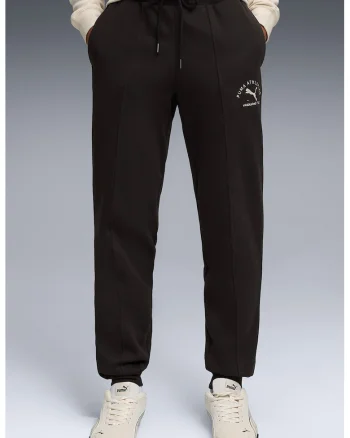 Pantaloni de trening din amestec de bumbac cu buzunare laterale, Negru