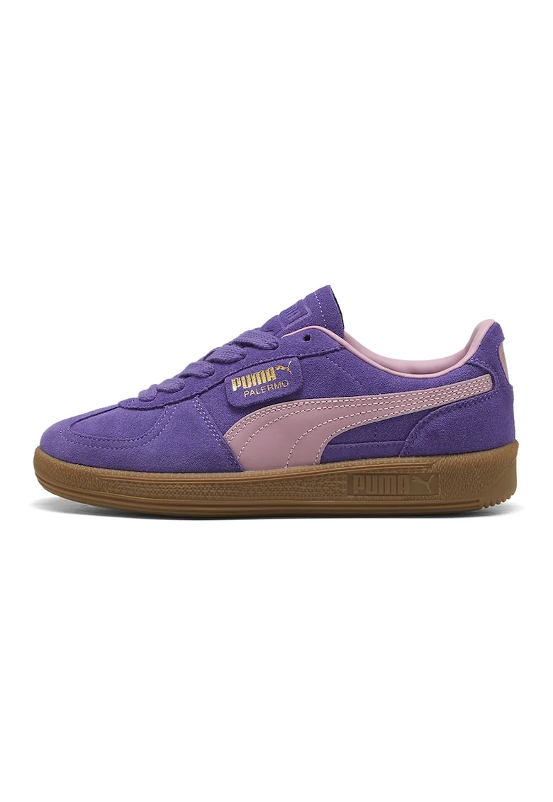 Pantofi sport Palermo de piele intoarsa si piele, Violet