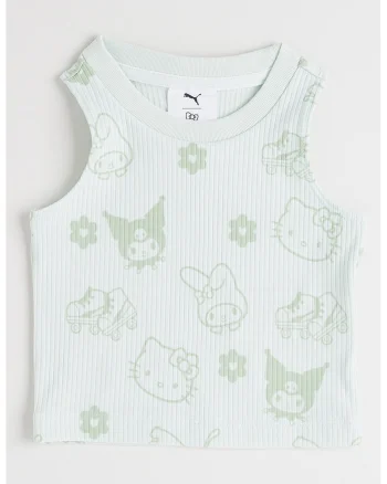 Top striat cu imprimeu Hello Kitty&Friends, Verde pal