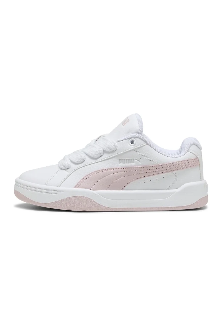 Pantofi sport Easy Jr de piele ecologica cu sireturi, Alb/Roz