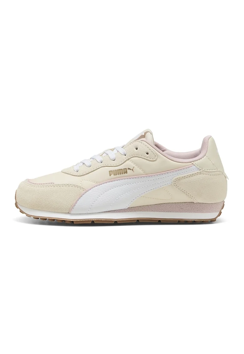 Pantofi sport Miler cu garnituri de piele intoarsa, Alb fildes