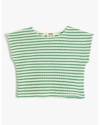 Bluza tricotata cu decolteyu la baza gatului, Verde/Verde pal