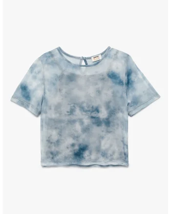 Tricou de plas acu model, Albastru prafuit