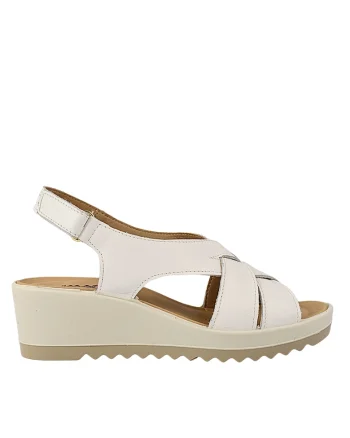 Sandale casual, dama,  757510 alb, piele naturala, platforma, Alb