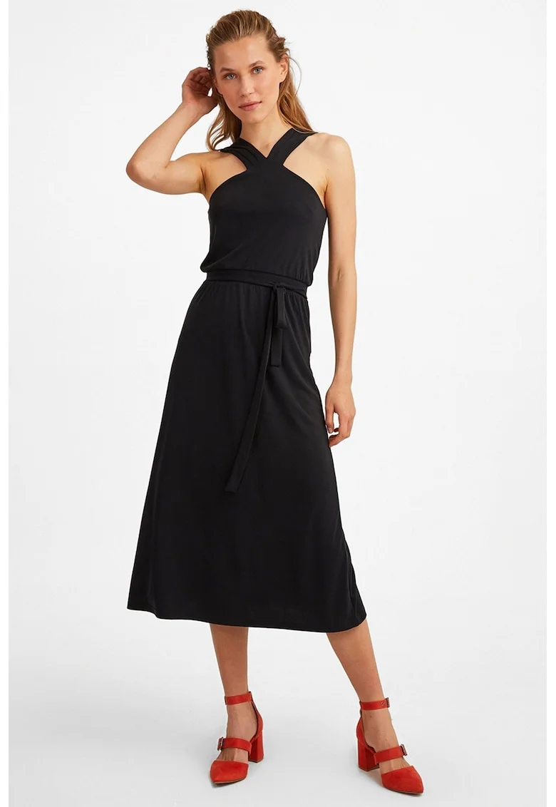 Rochie midi halter, Negru