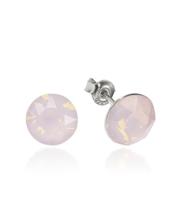 Cercei Argint 925 placat cu rodiu cu cristale Swarovski® Xirius Opal Rose 8mm Surub
