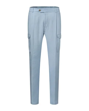 ,Pantaloni cargo regular fit, cu elastic în talie, Albastru deschis