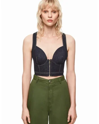 Dua Lipa Erika Bluza De Dama Top Denim - L NAVY,