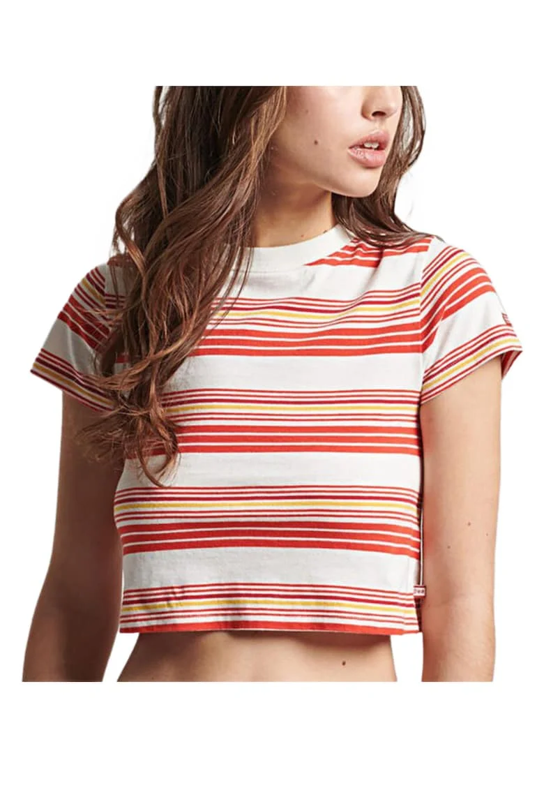 Superdry, Tricou crop cu dungi