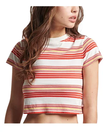 Superdry, Tricou crop cu dungi