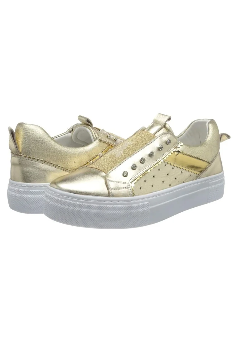 Sneakers cu aspect metalic si pietre Argento Lamianto,