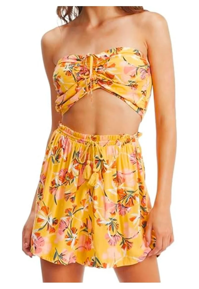 Bluza crop cu imprimeu floral Island Hops,