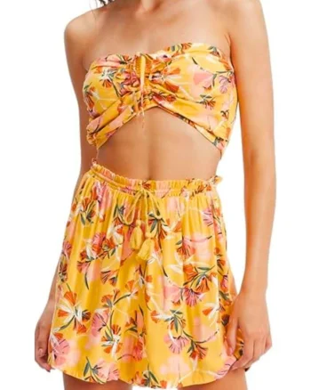 Bluza crop cu imprimeu floral Island Hops,