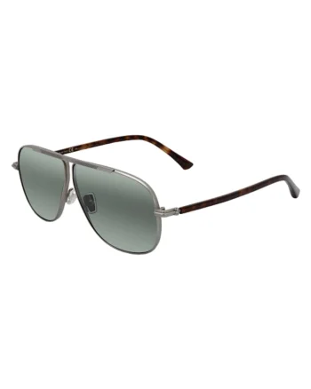 Ochelari de soare barbati  argintii, lentile verzi, dimensiune 61x08x150mm, set cu etui original