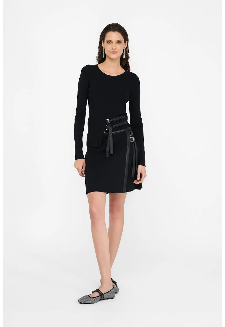 Fusta cu catarame decorative, Negru