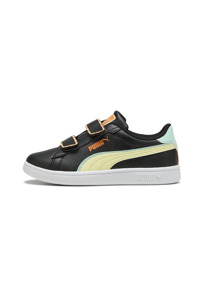 Tenisi din piele ecologica cu velcro Smash 3.0, Negru/Galben/Portocaliu